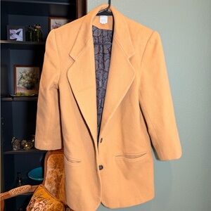 Camel Wool Blazer Jacket Paisley Lining Made in USA Size 10